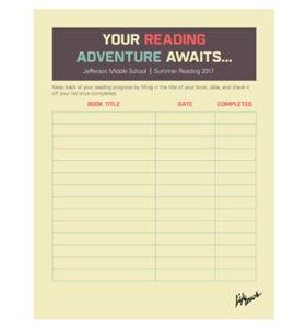 Picture of Reading Adventure Student Reading Tracking Sheet 8.5" x 11"