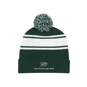 Picture of Knit Pom Two Tone Beanie Embroidered