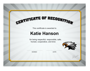 Picture of Custom Recognition Certificate  10" x 8"