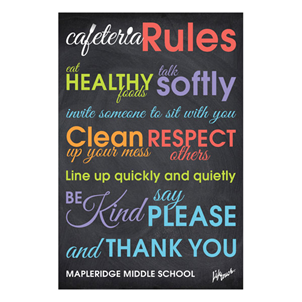 Picture of Chalkboard Cafeteria Rules Foam Board Poster 12" x 18"