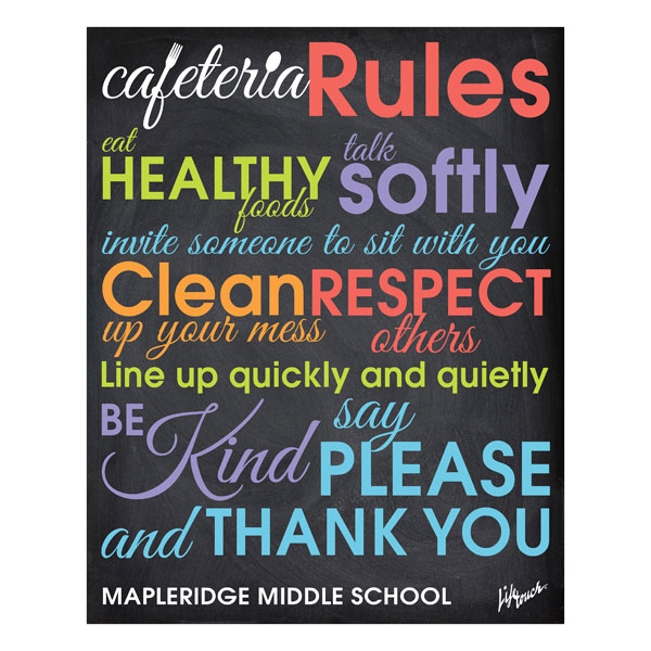 Picture of Chalkboard Cafeteria Rules Poster 16" x 20"