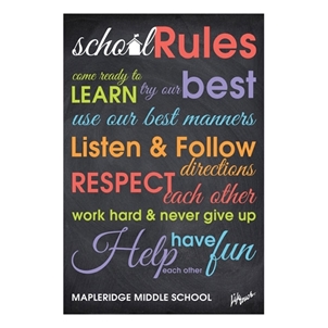 Picture of Chalkboard School Rules Foam Board Poster 12" x 18"