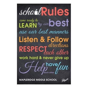 Picture of Chalkboard School Rules Polystyrene Poster  12" x 18"