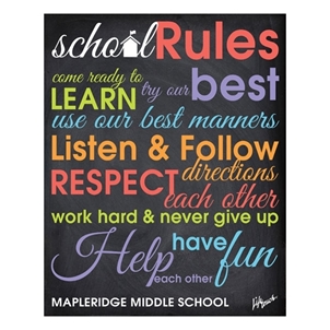 Picture of Chalkboard School Rules Foam Board Poster 16" x 20"