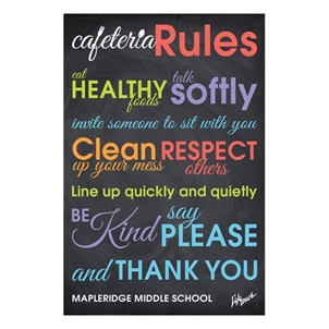 Picture of Chalkboard Cafeteria Rules Polystyrene Poster 12" x 18"