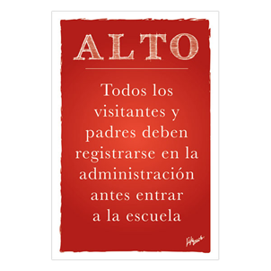 Picture of School Office/Entrance Safety Foam Board Poster 12" x 18" Spanish