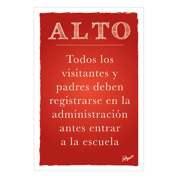 Picture of School Office/Entrance Safety Foam Board Poster 12" x 18" Spanish