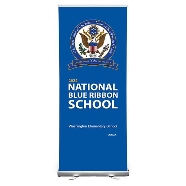 Picture of National Blue Ribbon Economy Retractable Banner 33.5” x 80”