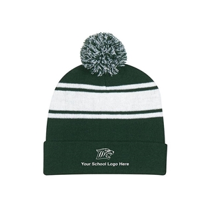 Picture of Embroidered Two Tone Knit Pom Beanie with Cuff