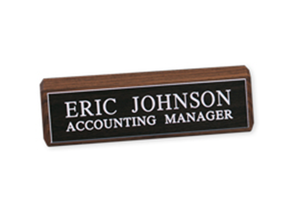 Picture of Walnut Desk Block with Engraved Sign, 10"w x 2"h