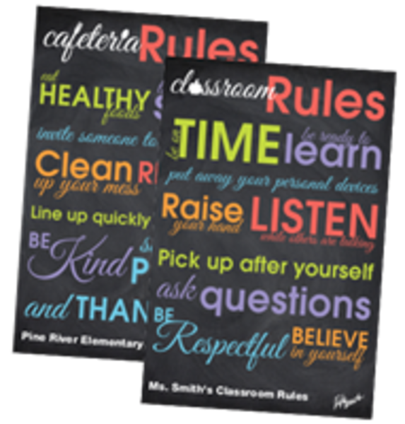 Picture of 12"w x 18"h  Rules Chalkboard Laminated Foam Board Poster