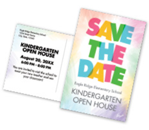 Picture of 5.5"w x 8.5"h Open House Kindergarten Postcard Front & Back