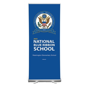 Picture of National Blue Ribbon Economy Retractable Banner 33.5"w x 80"h