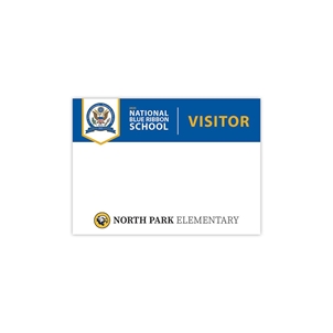 Picture of National Blue Ribbon Visitor Badges 3.5"w x 2.5"h